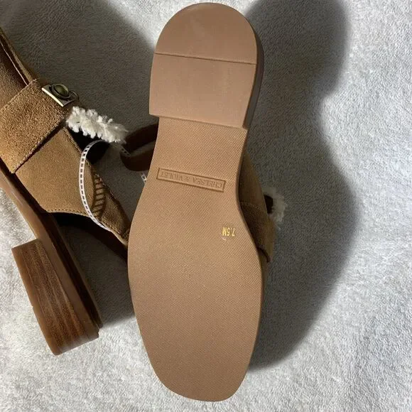 Chelsea & Violet Lundin Suede Slingback Flats Faux Fur 7.5 - Picture 5 of 6